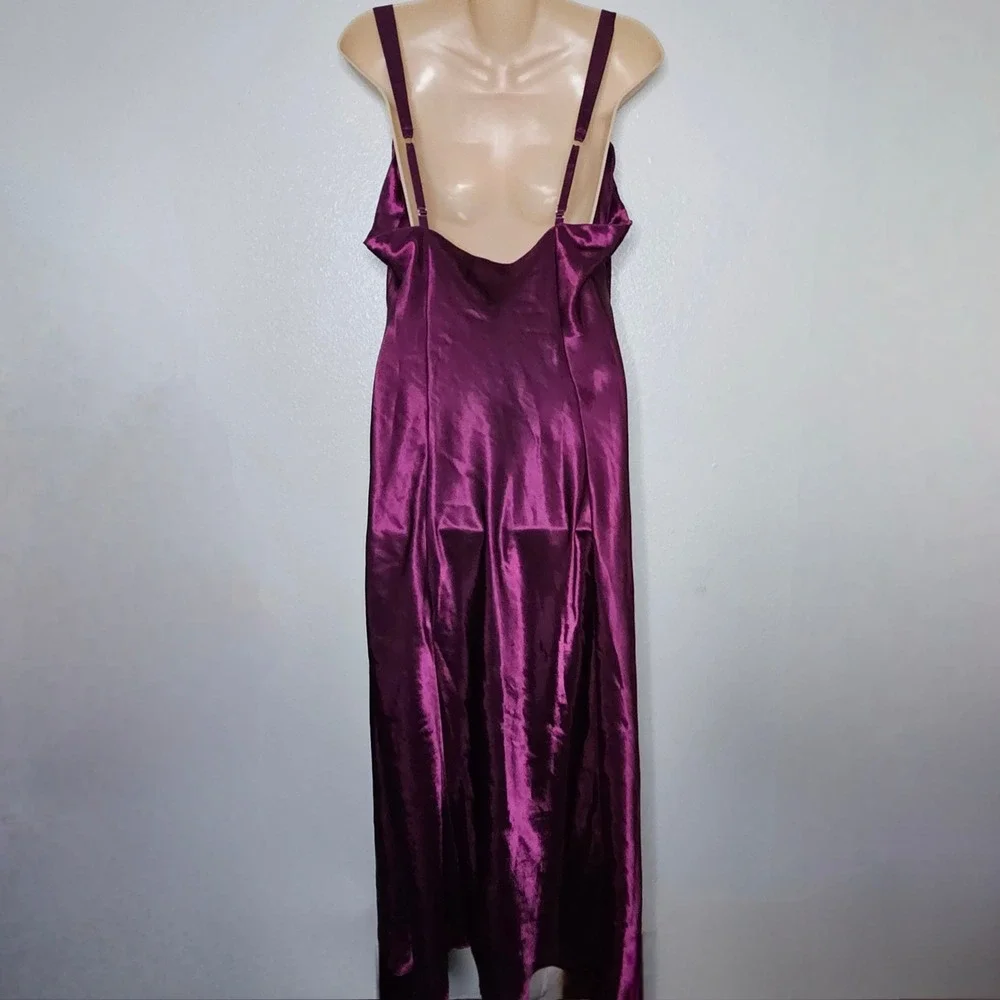 Vintage Victoria's Secret Satin Lace Long Nightgown Plum Slip Dress